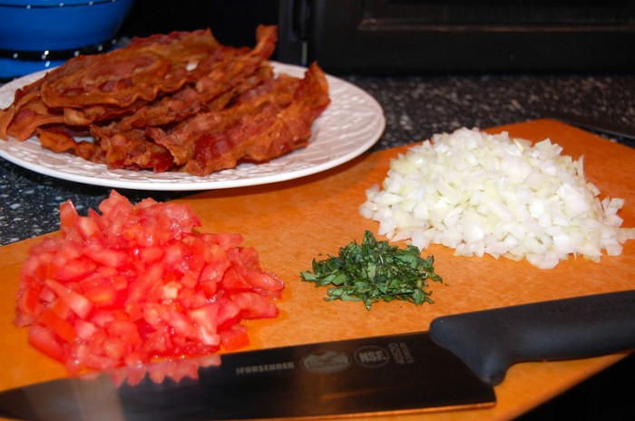 Cooked Bacon - Tomatoes - Chopped Onions