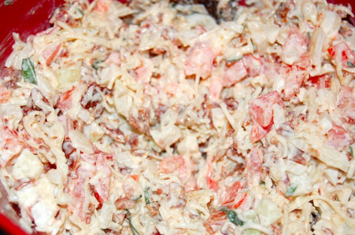 Mixed ingredients for bacon cups