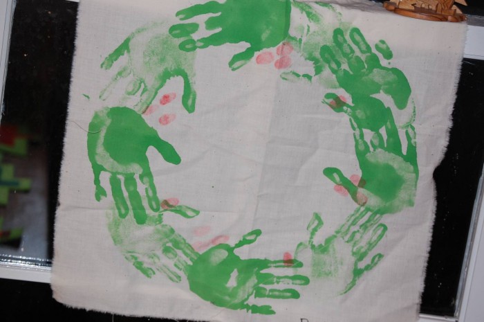 Wreath made from handprints