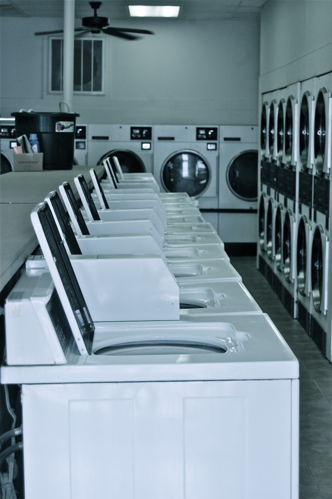 Black and white laundromat