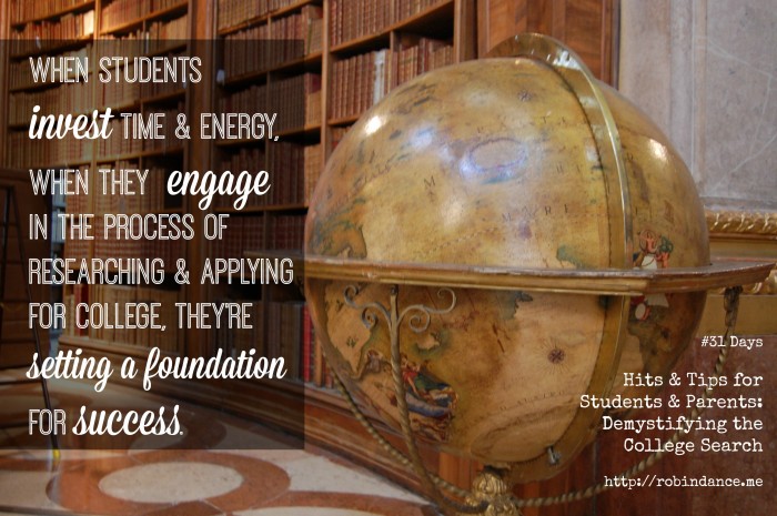 What sets a foundation for success when applying to college - Robin Dance for 31Days